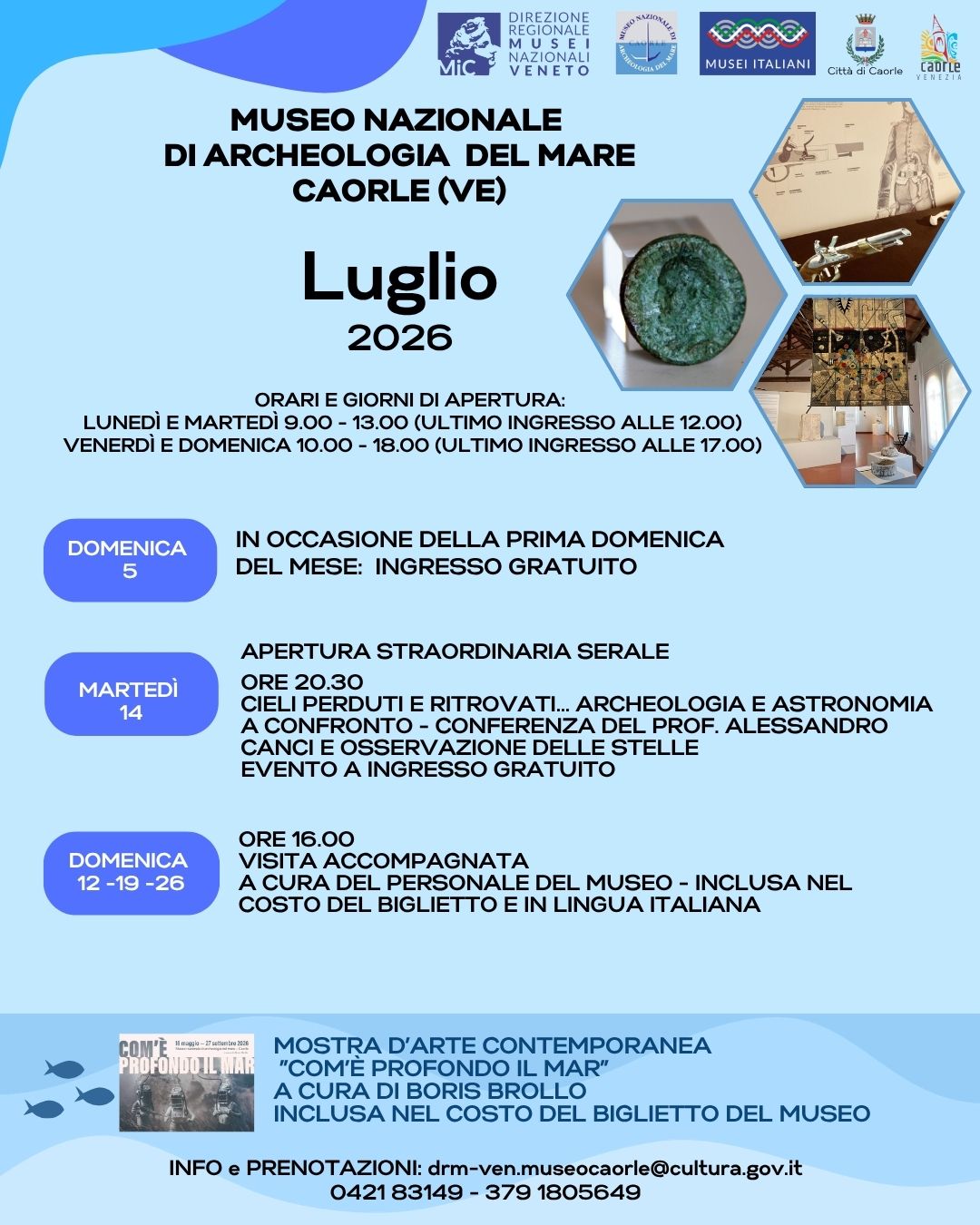 Locandina eventi museo Caorle luglio 2026