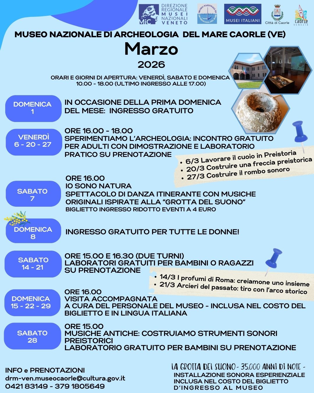 Locandina eventi museo Caorle marzo 2026