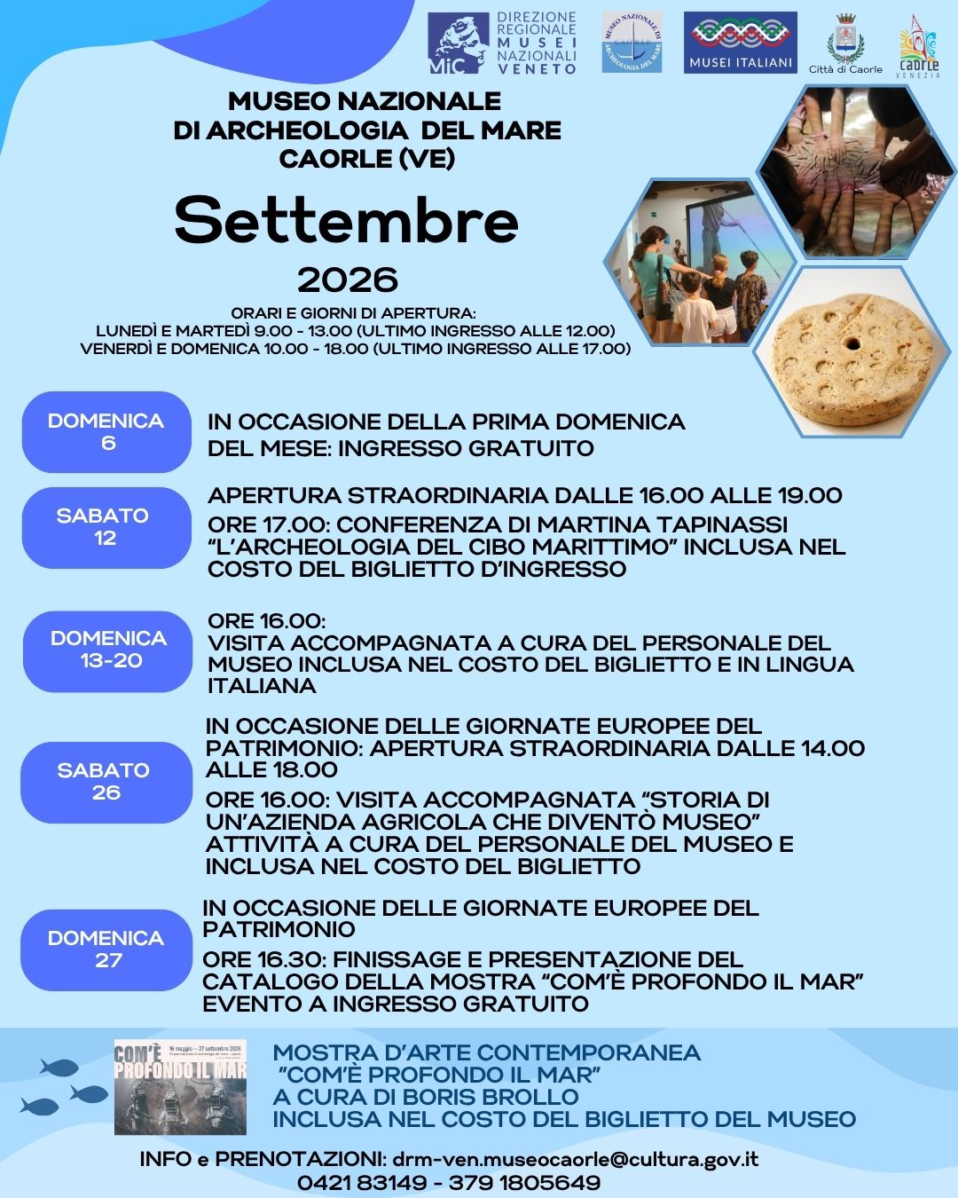 Locandina eventi museo Caorle agosto 2026
