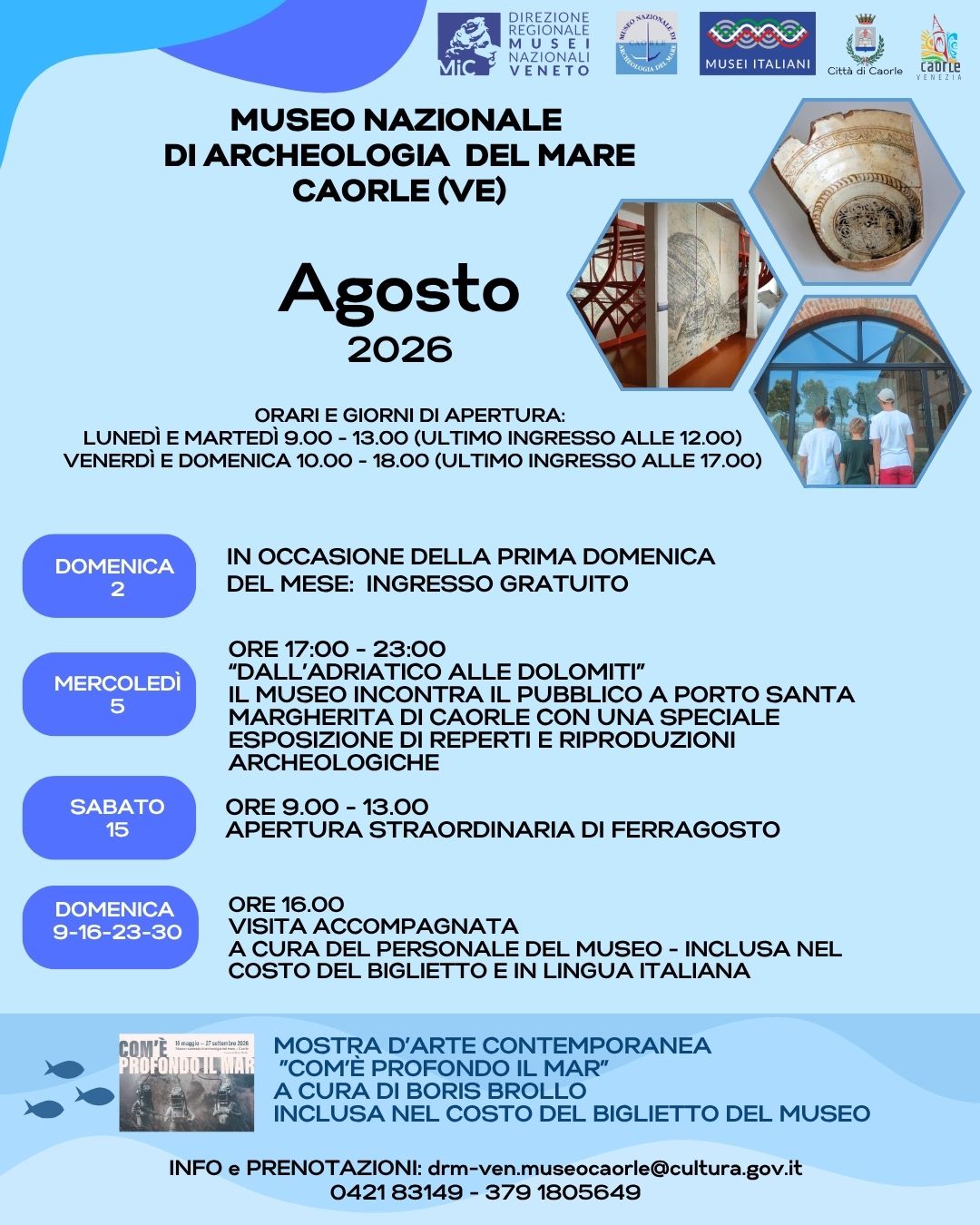Locandina eventi museo Caorle agosto 2026
